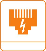 LEGENDE Ethernet Schnittstelle RJ45 Stecker für die Datenübertragung. Datenübertragungsgeschwindigkeit 100MBit oder 1GBit.
