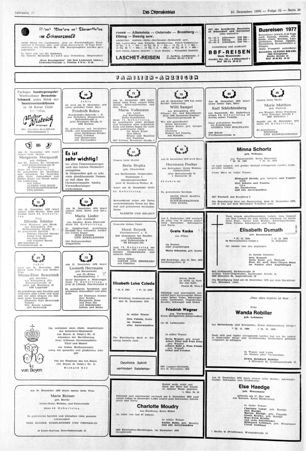 Jahrgang lt Dos Diprüindibluii 25. Dezember 1976 Folge 52 Seite m SedtvurzHfult) oietet Ihnen ein Landsmann jetzt im Winterhalbjahr Preis nachlaß 30 Pto'ent.