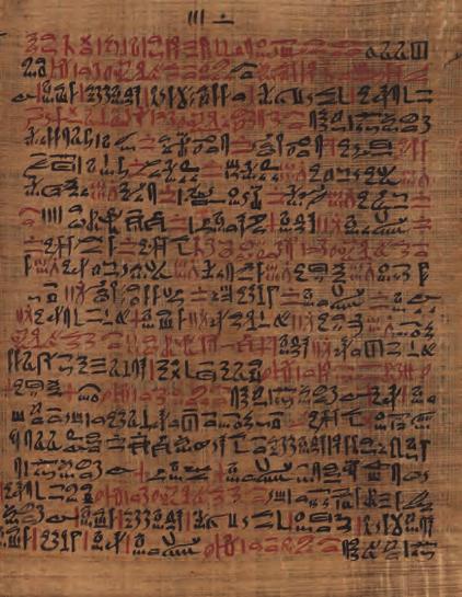 Abb. 6: Seite aus dem Papyrus Ebers (Universitätsbibliothek Leipzig) Textauszug: Rezepte gegen die dämonische aaa-krankheit (Abschnitt 7, Kolumne 44 des Papyrus Ebers) Eb 221 (44, 13-44, 15) {44, 13}