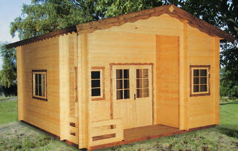 Holzgartenhaus WIKINGER 2 aus 50 mm oder 70 mm Blockbohlen mit Dachboden Ausstattung für Modell WIKINGER 2 : Holzfundamentrahmen / Holzfußboden / Holzblockbohlenwände / Holzdach /