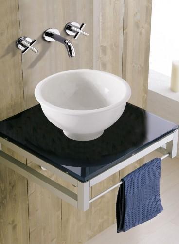 1.5 BA43543 Waschbecken im Miniformat in zwei Größen als Einbau- oder Aufsatzbecken der Serie Lavabo Kleines rundes Waschbecken im Miniformat der Serie Lavabo zum Einbau in eine Konsole oder als