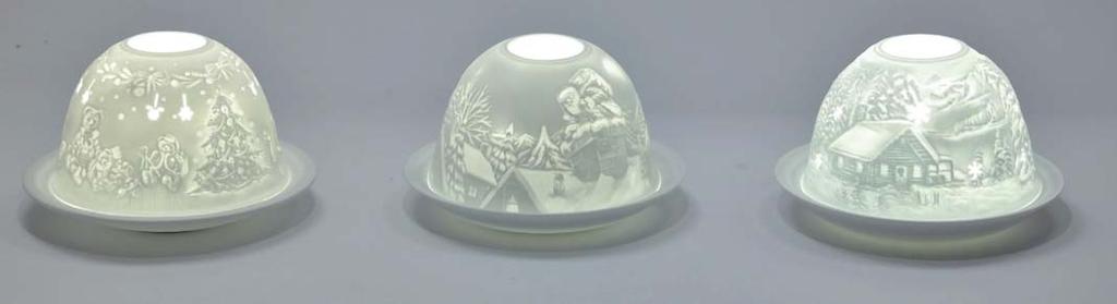 edlem Porzellan Dome Light, 3fach sortiert, einzelverpackt; Ø 10 cm, Höhe 6,2 cm CW28-5750