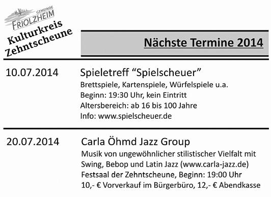 Nr. 26. Donnerstag, 26. Juni 2014 7 Kulturkreis Zehntscheune Jugend-Info es viele interessante Informations- und Einkaufsstände.
