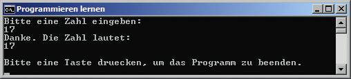 Nach dem Starten sieht das Programm dann so aus: Das erste echte Programm Wenn du bis jetzt alles verstanden hast, dann bist du auf deinem Weg zum Profi-Programmierer schon einen riesigen Schritt