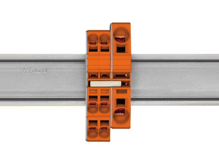 Schachtelbrücker Die spezielle, konstruktive Gestaltung der TOPJOB S-Schachtelbrücker erlaubt den Einsatz von zwei Schachtelbrückern, je Brückerspur in TOPJOB S-Reihenklemmen