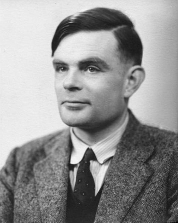 Alan Turing 1912 (London) 1954 (Wilmslow, Cheshire) 1936: On Computable Numbers, with an Application to the Entscheidungsproblem Turingmaschine 2. Weltkrieg: Code Knacker, u.a. Turing- Bombe,