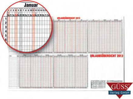 Unterseite Druck: grau/grün Wandplaner 2013 16 Monate (Nov. 2012 - Feb.
