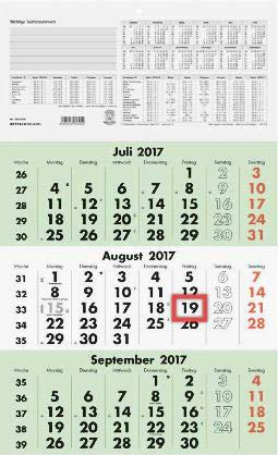 Wochenzählung, Ferientermine, Mondphasen, Jahresubersicht Einschließlich 21,0 cm Klappruckwand Zettler 3-Monats-Wandkalender 956