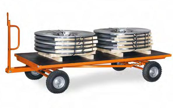 Industrie-Anhänger Industrie-Anhänger 2 und 3 Tonnen Von 2 x 1 m bis 3 x 1,5 m Ladeflächengröße 1-Achs-Drehschemel-Lenkung und 2-Achs-Drehschemel-Lenkung Solide Profilstahl-Schweißkonstruktion