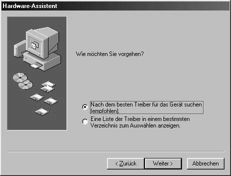 Windows 9x Installation Windows 95/98/ME sollte beim Systemstart eine neue Hardware