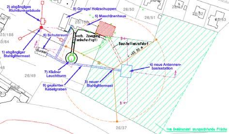 48 Bau eines neuen Funkturms auf Borkum Aufgrund der einzuhaltenden Grenzabstände reichte das der Wasser- und Schifffahrtsverwaltung (WSV) gehörende Gelände nicht aus, so dass der Antennenträger und
