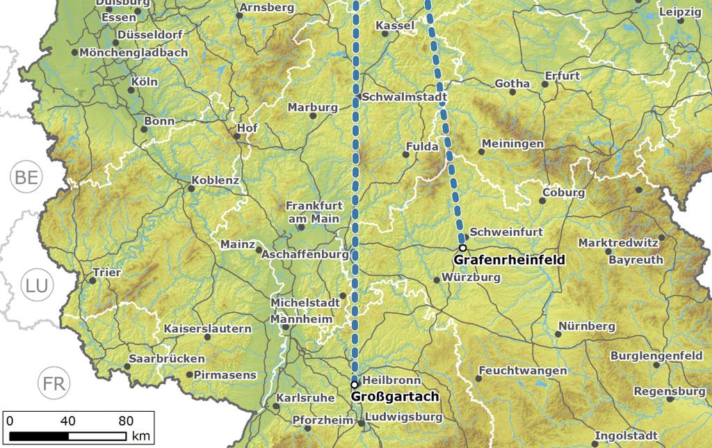 Vorhabenträger: TenneT TSO TransnetBW Trassenlänge (Luftlinie): ca. 600 km (Vorhaben 3) ca.