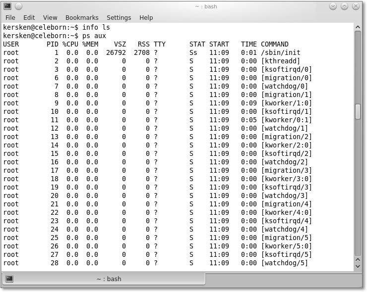 7 Linux Wenn Sie den Eindruck haben, dass der Rechner besonders langsam läuft, können Sie das Kommando top eingeben es zeigt eine Live-Statistik der laufenden Prozesse an, geordnet nach ihrem