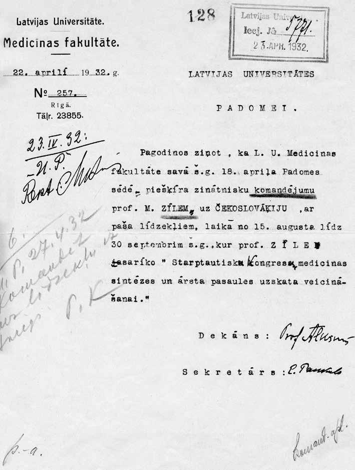 MĀRTIŅŠ ZĪLE 97 Komandējuma apstiprinājums uz Čehoslovākiju 1932.