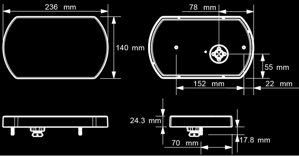 HCKLUCHTN - TRAILR Heckleuchten LD, 12V Links Rechts LD Heckleuchten mit schwarzem Kunststoffgehäuse und Lichtscheibe aus Polycarbonat Abmessung: 240,3 mm x 140 mm x 31 mm.