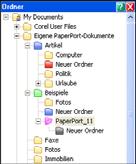PaperPort-Ordner hinzufügen PaperPort bietet ein einfach zu verwendendes Dateisystem für die Verwaltung Ihrer Objekte und den Austausch von Objekten mit anderen Personen.