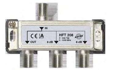 Abzweiger 2FACH ABZWEIGER HFT 208 HFT 212 HFT 216 HFT 220 z hochwertige Abzweiger für terrestrische Frequenzen bis 1000 MHz z Trennkondensatoren an Ein und Ausgängen z erfüllen: EN 500831, EN 500832