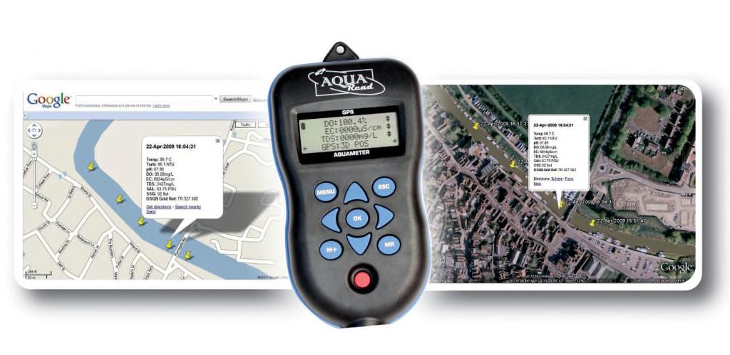AQUAREAD Lösungen für die Datenspeicherung GPS AQUAMETER Integriertes GPS zur Standortbestimmung Intuitive Bedienung Einsetzbar mit jeder Aquaprobe Low Power AutomatikModus
