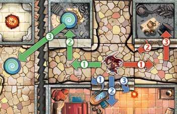 DER SPIELER-ZUG Eine Partie Arcadia Quest wird in einer Reihe aufeinanderfolgender Spielerzüge im Uhrzeigersinn gespielt.