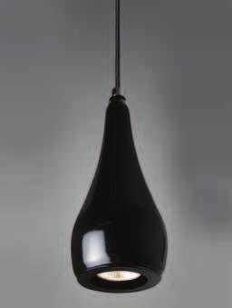 DROP L Design INHOUSE Hängeleuchte aus Vinyl mit schwarzem Gewebekabel; für LED oder 12V Version Konverter/Trafo separat ordern (Einbaumodell) DROP L Einbauhängeleuchte