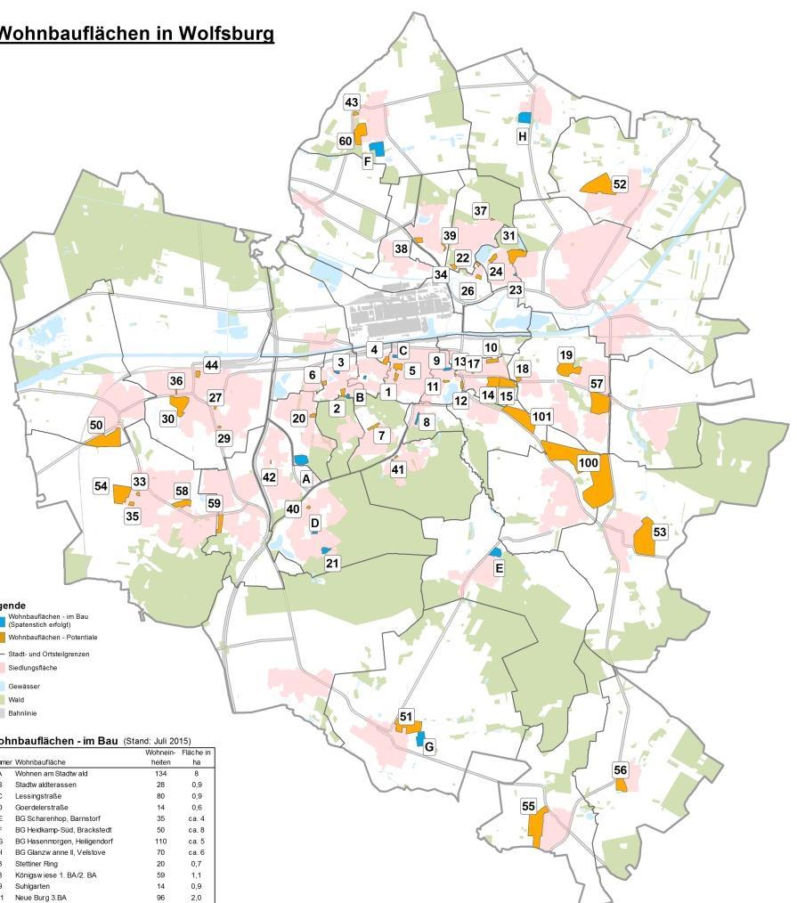 IIl. Planungsannahmen - Neubaugebiete und Flüchtlingsunterkünfte Verteilung im Raum 12 Aufteilung der Neubaugebiete auf die Stadt- und