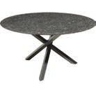 Martano Tisch Edelstahl Granit Tischplatte satiniert feststehend oval oder rechteckig 2cm Facettenschliff in 2