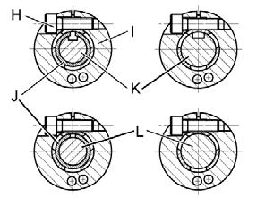 Befestigen Sie den Motor (A) mit den vier Schrauben (F) an der Adapterplatte (B). Ziehen Sie die Klemmschraube (H) der Klemmnabe (I) an.