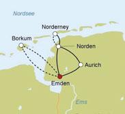 Romantisch Radeln Ostfriesland und seine Inseln Einzeltour ab/bis Emden Radlevel: einfach Gesamtstrecke: ca.