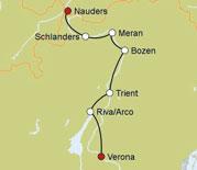 Per Rad fahren Sie zum Kloster Zams und ab Landeck weiter mit dem Bus nach Nauders (inkl.). Nach einem kurzen Anstieg zum Reschenpass radeln Sie nach Mals oder Burgeis. 4.