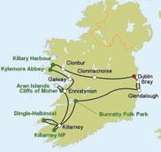 Moher, Clonmacnoise 3-Seen Bootsfahrt Killarney Karten- und material Mindestalter: 12 Jahre Vorraussetzung: normale Kondition und Wandererfahrung für leichte bis mittelschwere Wanderungen mit