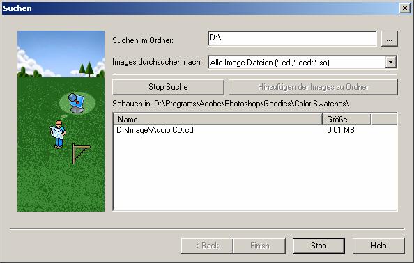 Paragon CD-ROM Emulator 3.0, Anwenderhandbuch 18 5.2 Der Suchassistent Der Suchassistant hilft beim Suchen nach CD-Images auf der lokalen Festplatte.