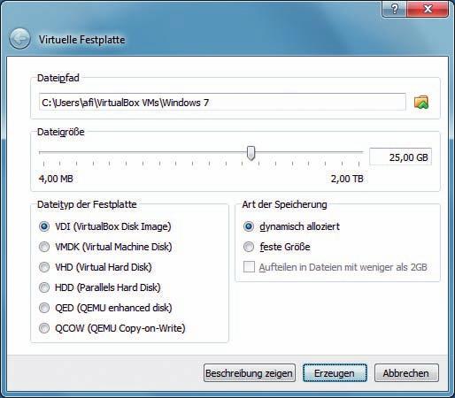 Virtuelle PCs Computer nutzen, dann wählen Sie VHD aus. Diese Abkürzung steht für Virtual Hard Disk.