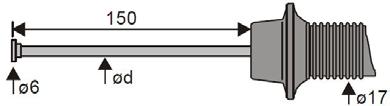 Thermoelementhandfühler Thermocouplehandleprobe Model TEF Darstellung Typ Messbereich Beschreibung Ø (mm) TEF32-50.