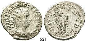 Prachtexemplar, herrliches Portrait. st 160,- 621 Volusianus, 251-253 Antoninian 251-253, Mailand. 3,56 g.