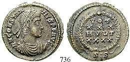 Prachtexemplar mit feinem Portrait und vollem Silbersud. leicht belegt, f.st 130,- 736 Constantius II.