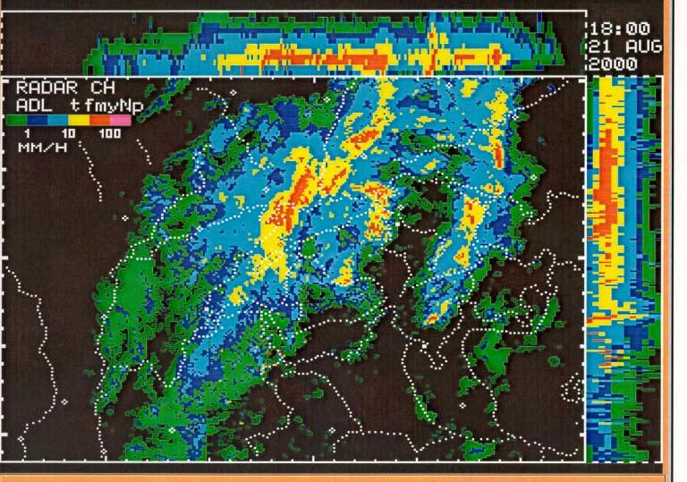 Wetter-Radarbild 21 Minuten nach dem Start der