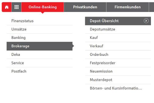 Navigation in der Internet-Filiale auf Smartphone und Tablet Mit dem Navigations-Button gelangen Sie zu allen Themen und Produkten unserer Sparkasse.