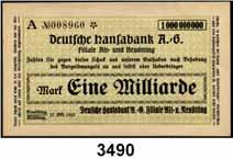 Okt. 1923. Keller 3830. LOT 6 Scheine.... Kassenfrisch 20,- 3491 Bamberg, J. Rosenfelder. 1, 2, 5, 10, 20, 50 Pf o.d. (1920) G/M 62.