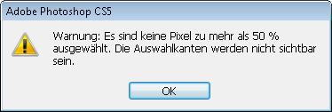 Geben Sie einen Radius von 120 Pixeln an, und bestätigen Sie mit OK. Die darauffolgende Meldung können Sie ignorieren.