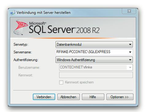Installationsanleitung für den SQL Server/SQL Express Server (lokal) 6 Hinweis Der SQL Express-Server verwaltet bis zu einer Größe von max.