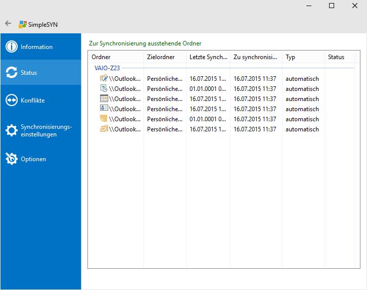 Wird die Synchronisierung eines automatisch zu synchronisierenden Outlook - Ordners abgebrochen, so wird die Synchronisierung bei Änderungen in dem Outlook -Ordner erneut gestartet.