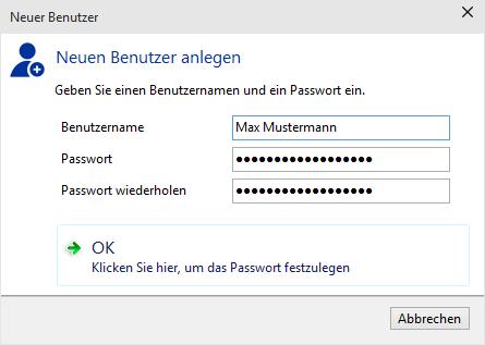 Benutzer editieren und Passwort ändern Um einen integrierten SimpleSYN-Benutzer zu editieren, klicken Sie den entsprechenden Benutzer doppelt mit der linken Maustaste an, oder klicken Sie mit der