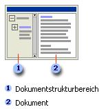 4. Die Dokumentstruktur Die Dokumentstruktur ist ein Fensterausschnitt, in dem eine Liste der im Dokument enthaltenen Überschriften angezeigt wird.