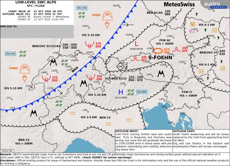 LOW LEVEL SIG CHART A + CH GAFOR Ausgabetermine des GAFOR Österreich: 16. September bis Sommerzeit dreimal täglich Sommerzeit bis 15.