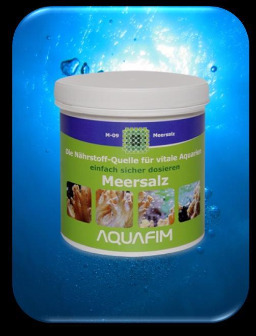 Meersalz Aquafim Meersalz ist schnell löslich und hat eine hohe Ergiebigkeit. Das darin enthaltene Vitamin C gewährleistet eine schnelle Verfügbarkeit im Wasser und wirkt als Radikalfänger.