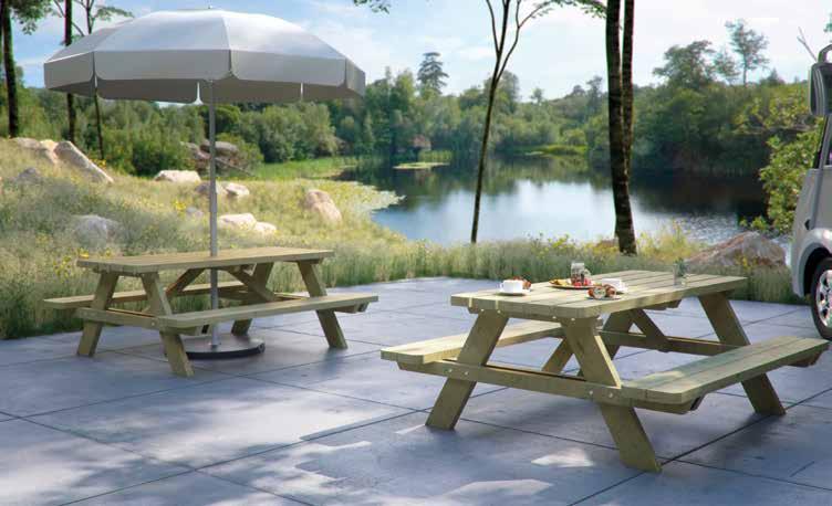 Weser aus Nadelholz KDI*, mit Lochung für Sonnenschirm PICKNICKTISCH WESER Massiver Picknicktisch: Bewährtes Outdoor-Möbel!