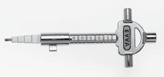 Bauschlüssel B4 Die Schlüsselspitze mit konischen Vierkant ermöglicht ein einfaches Önen und Schließen der Türen f f Vierkant-Dornschlüssel 6, 7 und 8 mm