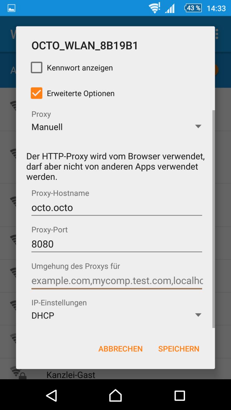 Android 3 Android WLAN Einstellungen Das Einrichten des Proxys passiert bei Android ausnahmslos pro WLAN-Profil.