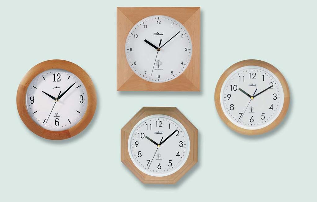 WAND 4134/30 29,5 x 29,5 cm 4015/30 Ø 29 cm 4294/30 Ø 29 cm Funkwanduhren Massive Holzgehäuse DCF radio controlled wall clocks