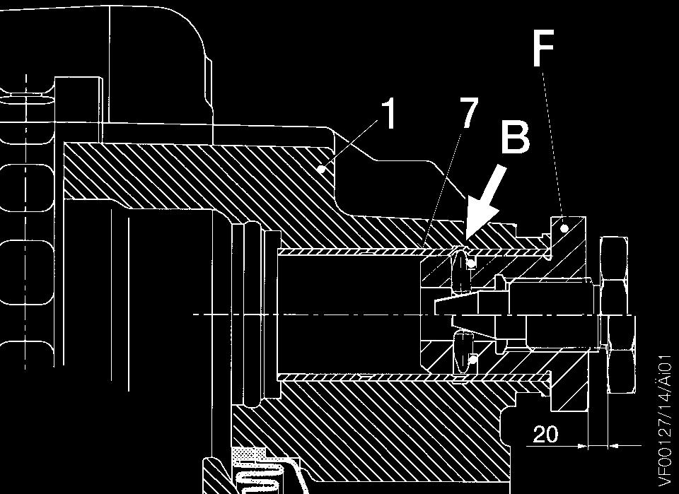 10 Bremssattellagerung instandsetzen (für Axial- und Radial-Scheibenbremse ) Verwenden Sie zur Demontage bzw. zur Montage der Messingbuchse (7) das Ein/Ausziehwerkzeug (D) (Best.-Nr. II19254).